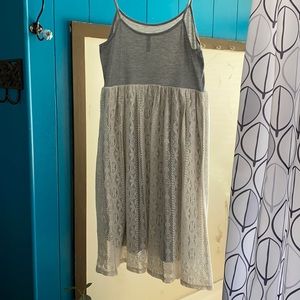 Cotton dress with lace skirt
